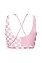 Hamade Activewear Hollow Front Top - Checkered Light Pink-Hamade Activewear-Pole Junkie