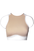 Hamade Activewear High Scoop Neck Crop Top - Beige-Hamade Activewear-Pole Junkie