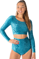 Dragonfly Betty High-Waisted Shorts - Velvet Turquoise-Dragonfly-Pole Junkie