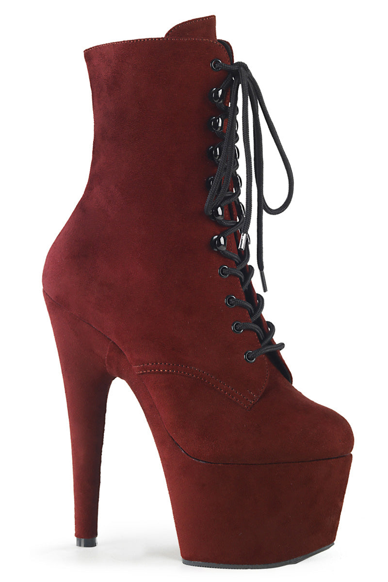 Pleaser USA Adore-1020FS Faux Suede 7Inch Pleaser Boots - Burgundy