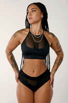 CXIX I S I S High Waisted Bottoms - Black with Black Mesh-Creatures of XIX-Pole Junkie