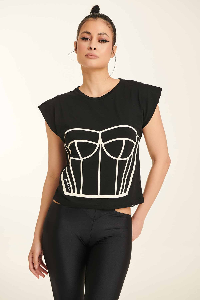 Paradise Chick Supreme Corset T-shirt - Black-Paradise Chick-Pole Junkie