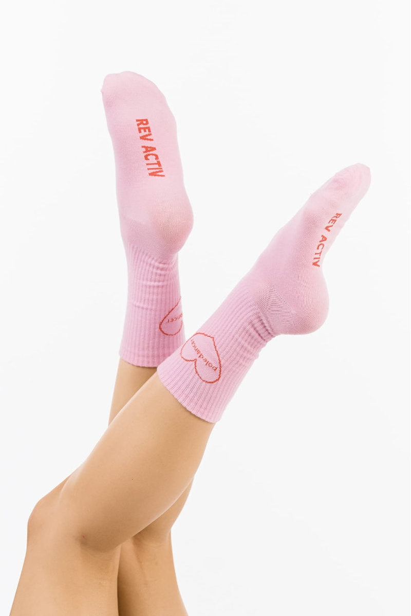 REV ACTIV Big Heart Socks - Pink-REV ACTIV-Pole Junkie