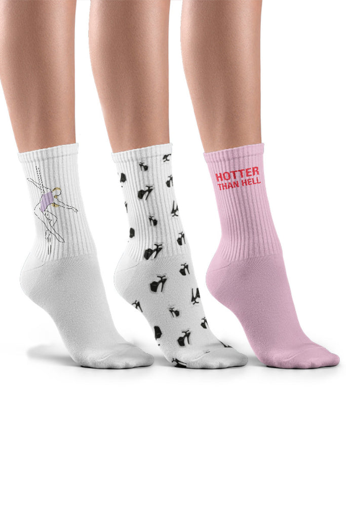 Pole Junkie En Pointe Socks - Ballerina/Stiletto/Hotter Than Hell