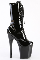 Pleaser USA Flamingo-1054 8inch Pleaser Boots - Patent Black-Pleaser USA-Pole Junkie