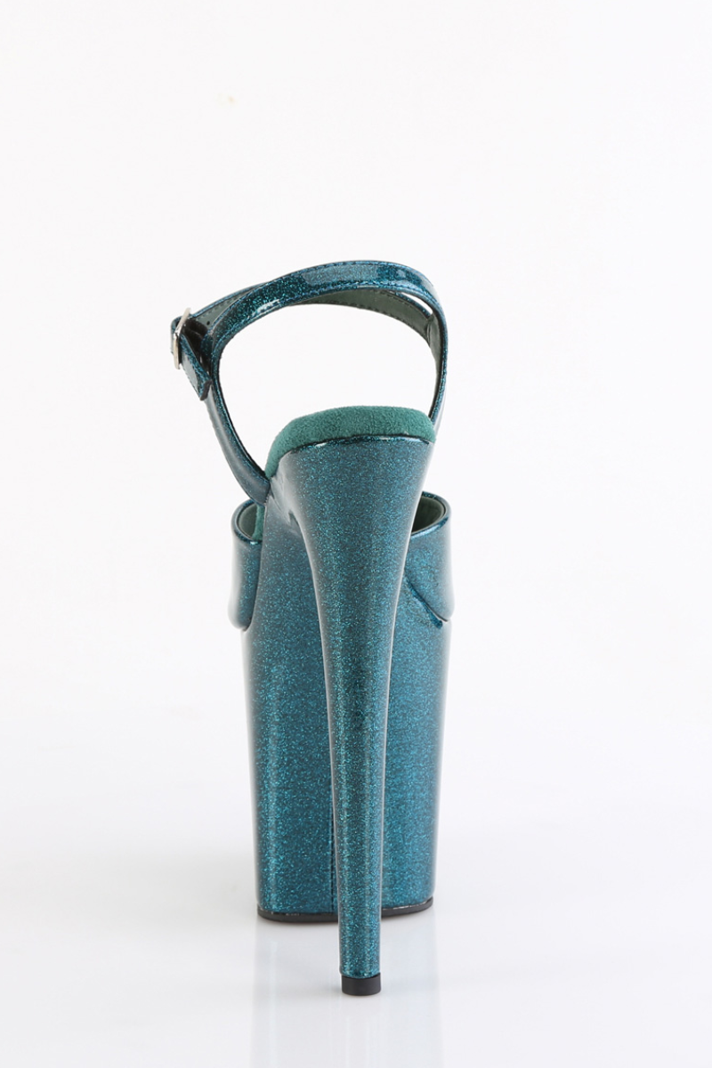 Pleaser USA Flamingo-809GP 8inch Pleasers - Teal Glitter-Pleaser USA-Pole Junkie