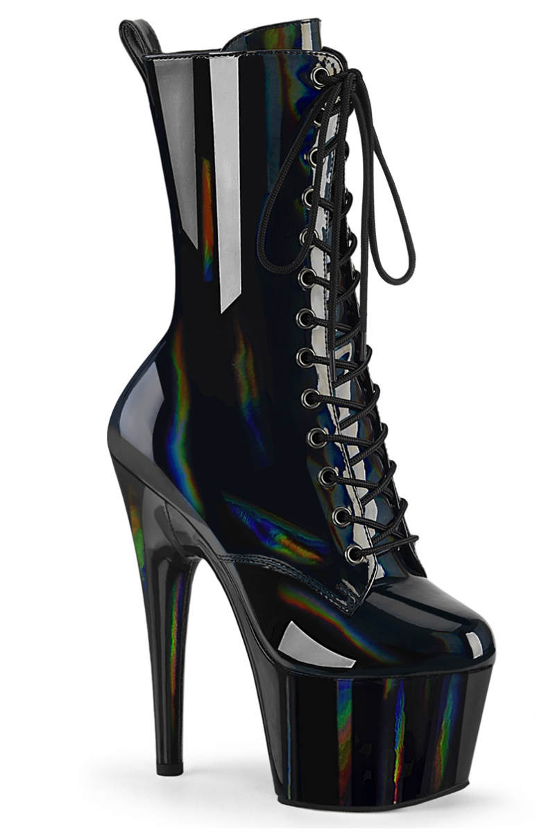 Pleaser USA Adore-1040WR 7inch Pleaser Boots - Holographic Black
