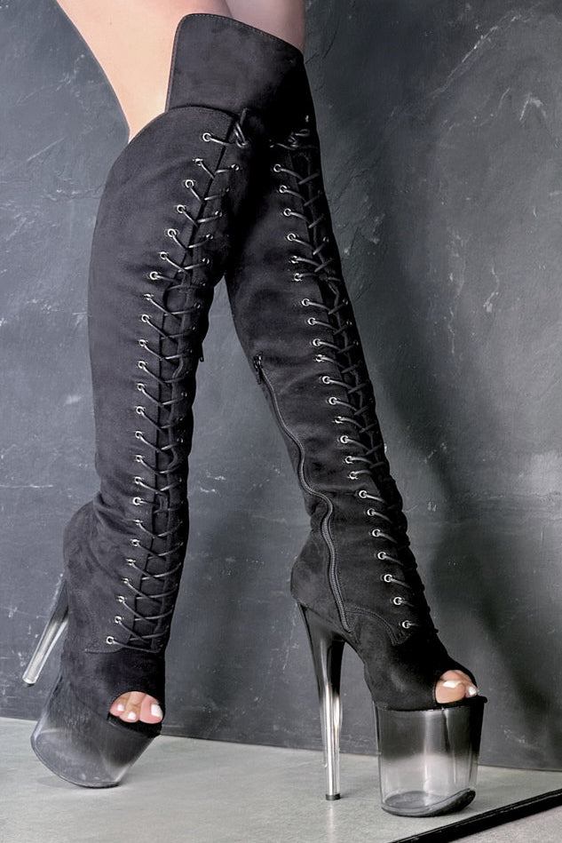 Over The Knee Peep Toe Boots Hella Heels Ombre Open Toe Over The