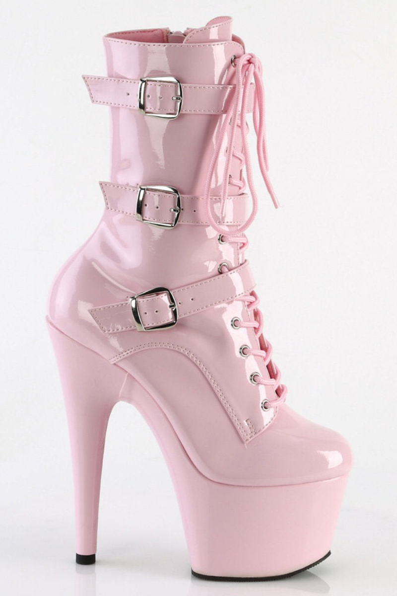 Pleaser USA Adore-1043 7inch Pleaser Boots - Patent Baby Pink
