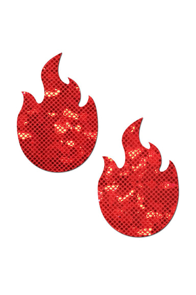Pastease Flame Nipple Pasties - Red Glitter Disco Ball-Pastease-Pole Junkie