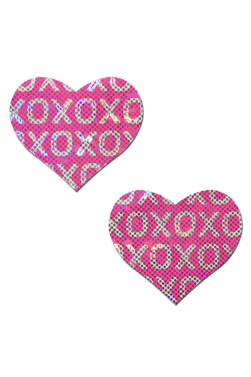 Pastease XO Heart Nipple Pasties - Disco Ball Pink-Pastease-Pole Junkie