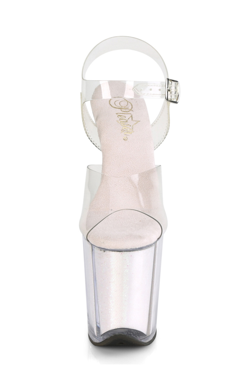 Pleaser USA Flamingo-808G Glitter Filled 8inch Pleasers - Opal-Pleaser USA-Pole Junkie