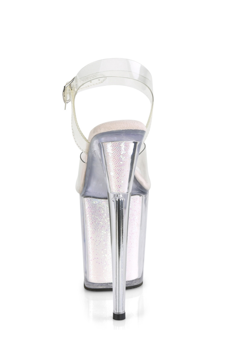 Pleaser USA Flamingo-808G Glitter Filled 8inch Pleasers - Opal-Pleaser USA-Pole Junkie