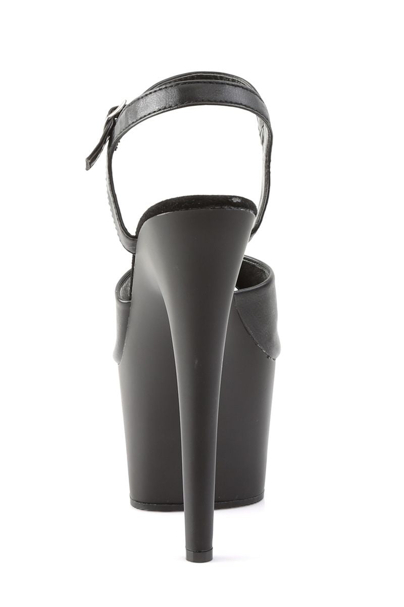 Pleaser USA Adore-709 Faux Leather 7inch Pleasers - Matte Black-Pleaser USA-Pole Junkie