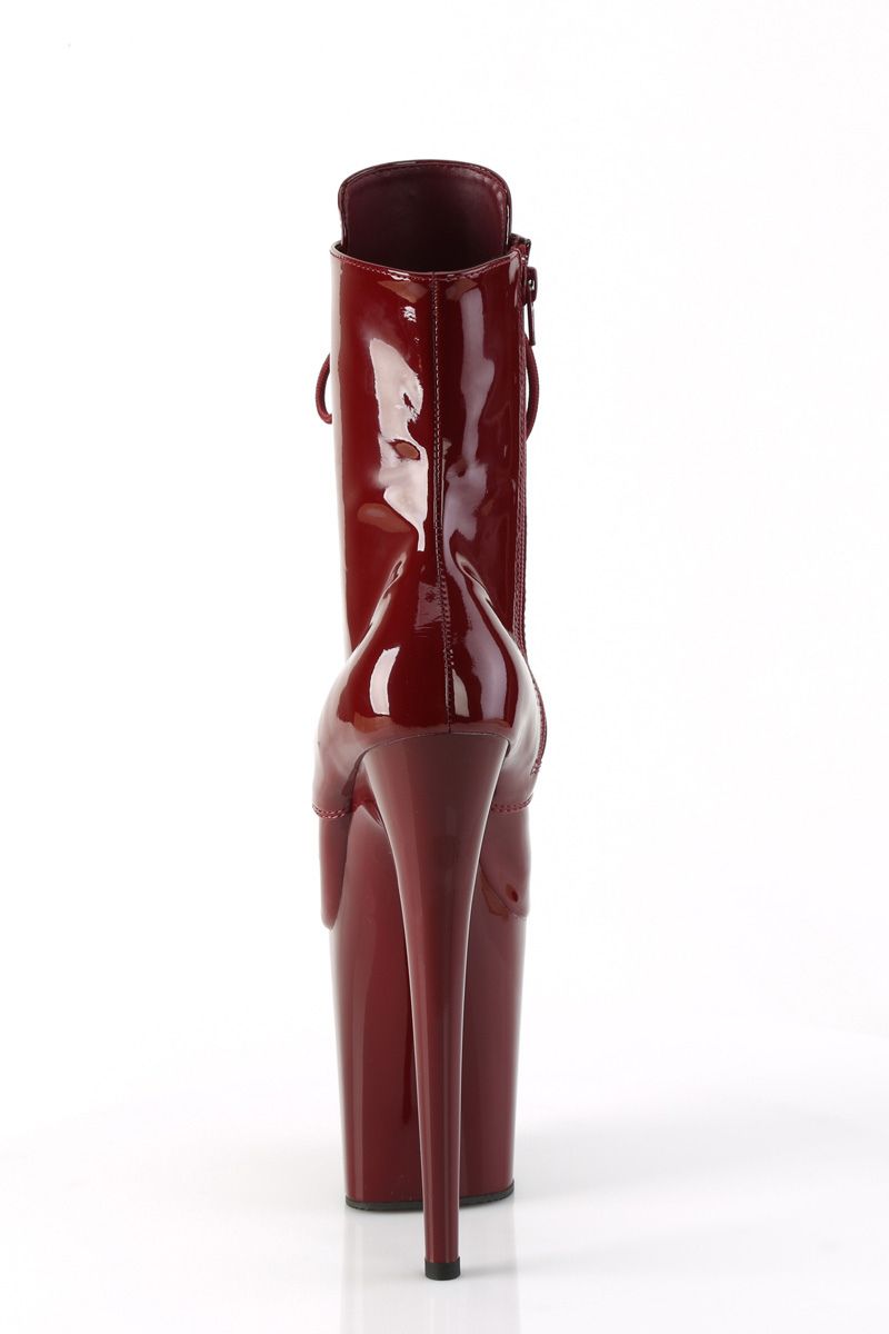 Pleaser USA Flamingo-1020 8inch Pleaser Boots - Patent Burgundy-Pleaser USA-Pole Junkie