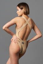 Shark Polewear Benita Bodysuit - Beige-Shark Polewear-Pole Junkie