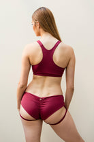 Lunalae Lure You Low-Rise Garter Shorts - Wine-Lunalae-Pole Junkie