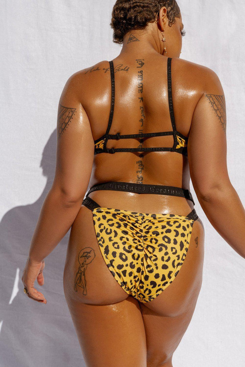 CXIX Buckle Up Bottoms - Yellow Leopard-Creatures of XIX-Pole Junkie