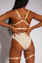 CXIX Cora High Waisted Garter Bottoms - Champagne-Creatures of XIX-Pole Junkie