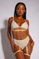 CXIX Cora High Waisted Garter Bottoms - Champagne-Creatures of XIX-Pole Junkie