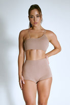 CXIX LuxLounge One Shoulder Illusion Top - Taupe-Creatures of XIX-Pole Junkie