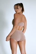 CXIX LuxLounge One Shoulder Illusion Top - Taupe-Creatures of XIX-Pole Junkie