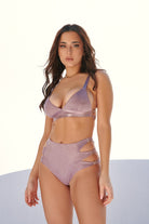 CXIX Aphrodite High Waist Bottoms - Lilac Suede-Creatures of XIX-Pole Junkie