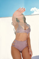 CXIX Aphrodite High Waist Bottoms - Lilac Suede-Creatures of XIX-Pole Junkie