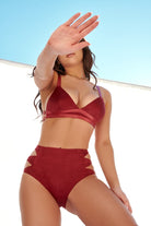 CXIX Aphrodite Triangle Top - Maroon Suede-Creatures of XIX-Pole Junkie