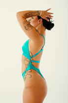 CXIX Aphrodite Bodysuit - Turquoise Satin-Creatures of XIX-Pole Junkie