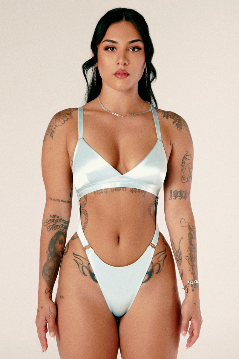 CXIX Aphrodite Bodysuit - Blue Satin-Creatures of XIX-Pole Junkie