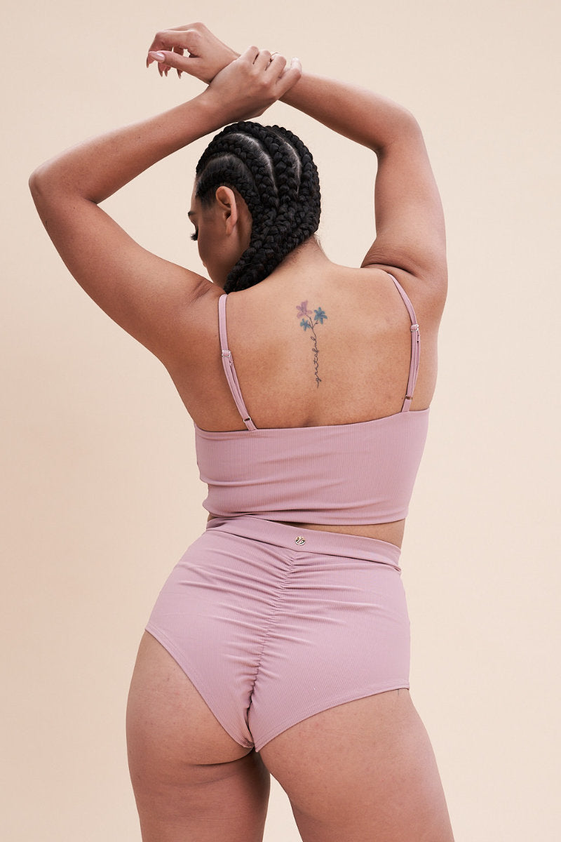 Lunalae High Waist Shorts - Ribbed Blush Taupe-Lunalae-Pole Junkie