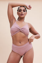 Lunalae Low Waist Shorts - Ribbed Blush Taupe-Lunalae-Pole Junkie