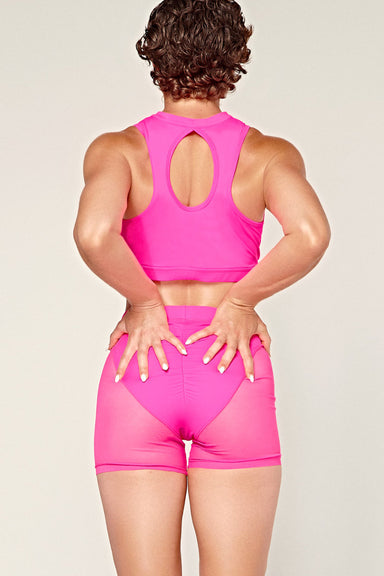 CXIX Dollhaus Mesh Biker Shorts - Barbie Pink-Creatures of XIX-Pole Junkie