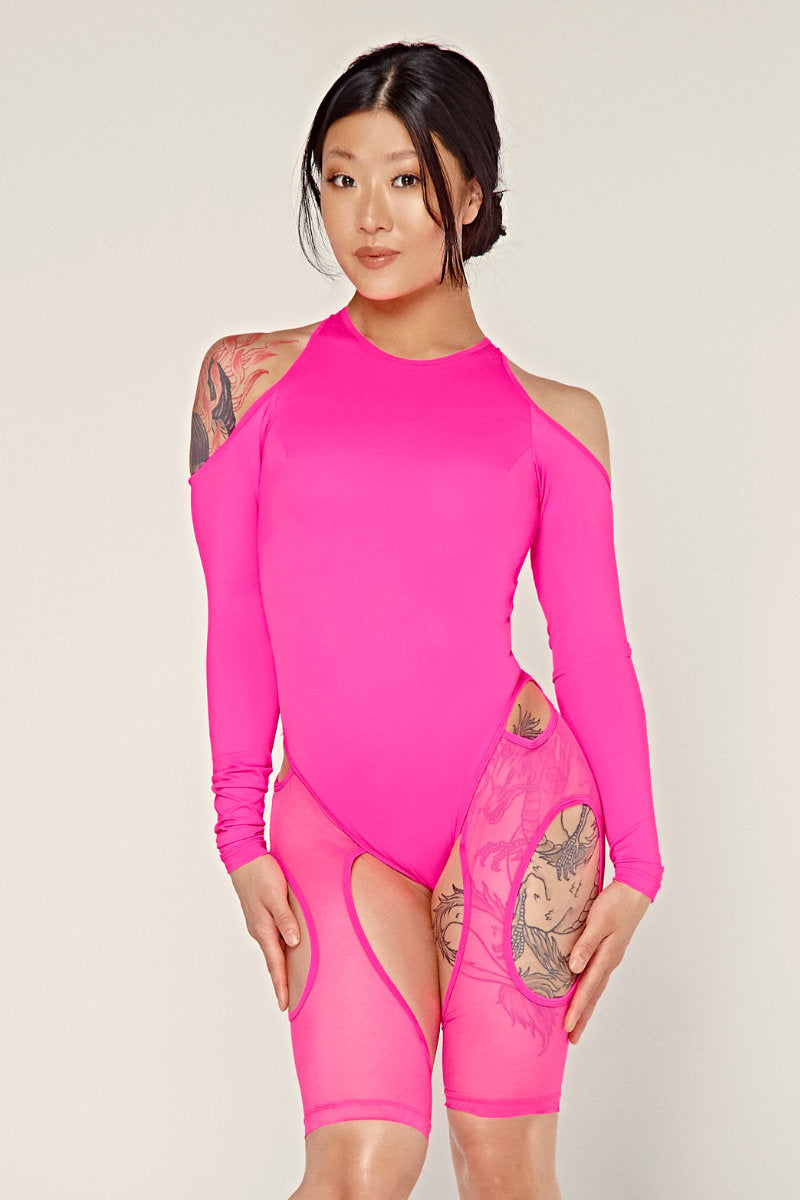 CXIX Dollhaus Mesh Bodysuit - Barbie Pink-Creatures of XIX-Pole Junkie