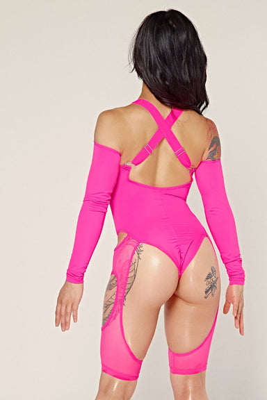 CXIX Dollhaus Mesh Bodysuit - Barbie Pink-Creatures of XIX-Pole Junkie