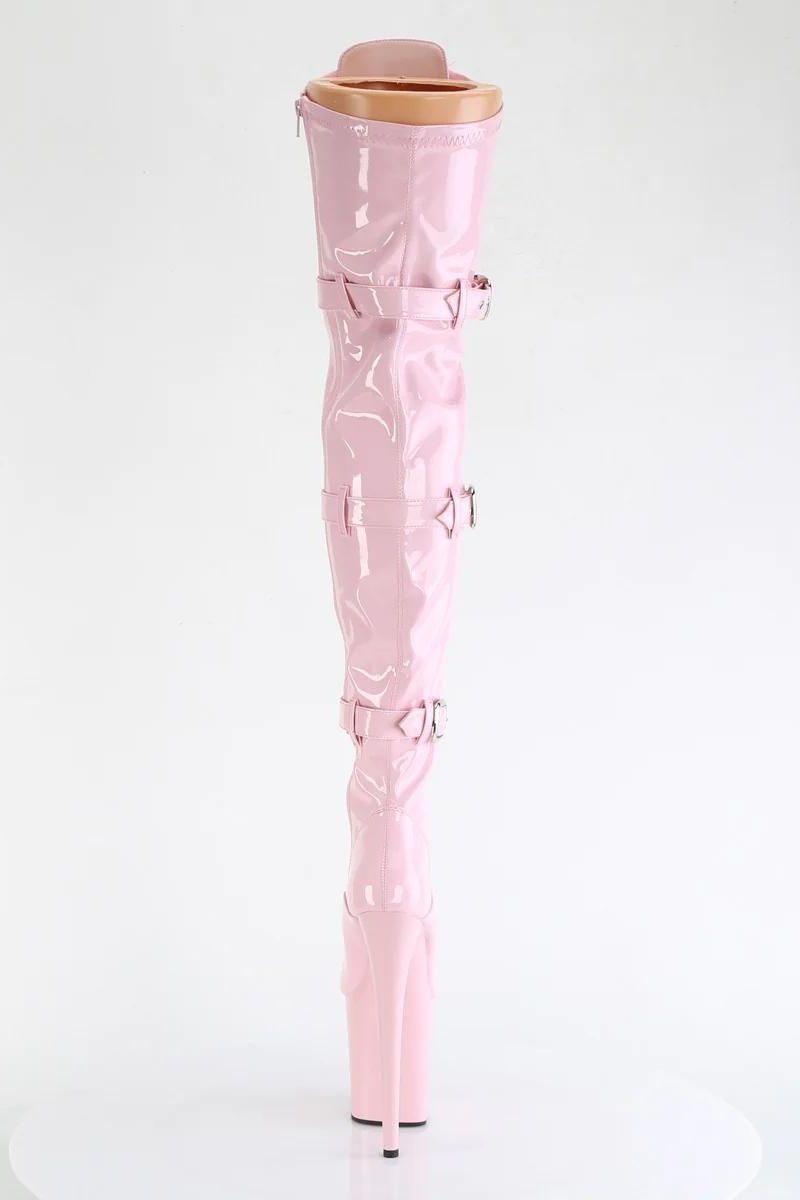 Pleaser USA Flamingo-3028 8inch Thigh High Pleaser Boots - Patent Baby Pink-Pleaser USA-Pole Junkie