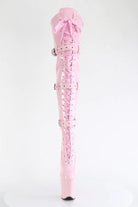 Pleaser USA Flamingo-3028 8inch Thigh High Pleaser Boots - Patent Baby Pink-Pleaser USA-Pole Junkie