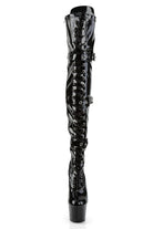 Pleaser USA Adore-3028 7inch Thigh High Pleaser Boots - Patent Black-Pleaser USA-Pole Junkie