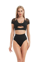 Hamade Activewear Mesh Hollow Back Bottoms - Black-Hamade Activewear-Pole Junkie
