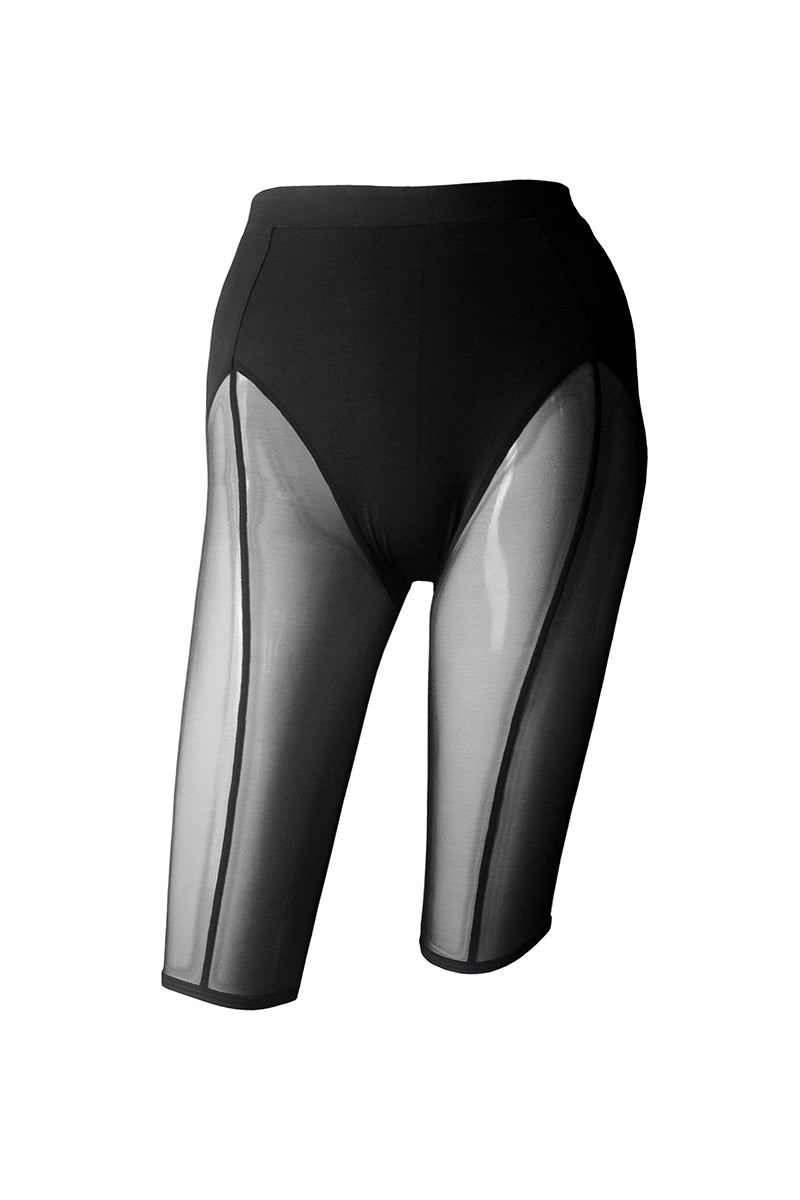 Hamade Activewear Mesh Garter Style Cycling Shorts - Black-Hamade Activewear-Pole Junkie