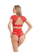 Hamade Activewear Mesh Hollow Back Bottoms - Red-Hamade Activewear-Pole Junkie