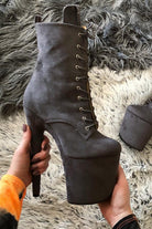 Hella Heels BabyDoll 8inch Boots - Dark Grey-Hella Heels-Pole Junkie