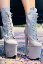 Hella Heels BabyDoll 8inch Boots - Light Grey-Hella Heels-Pole Junkie