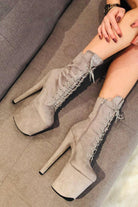 Hella Heels BabyDoll 8inch Boots - Light Grey-Hella Heels-Pole Junkie