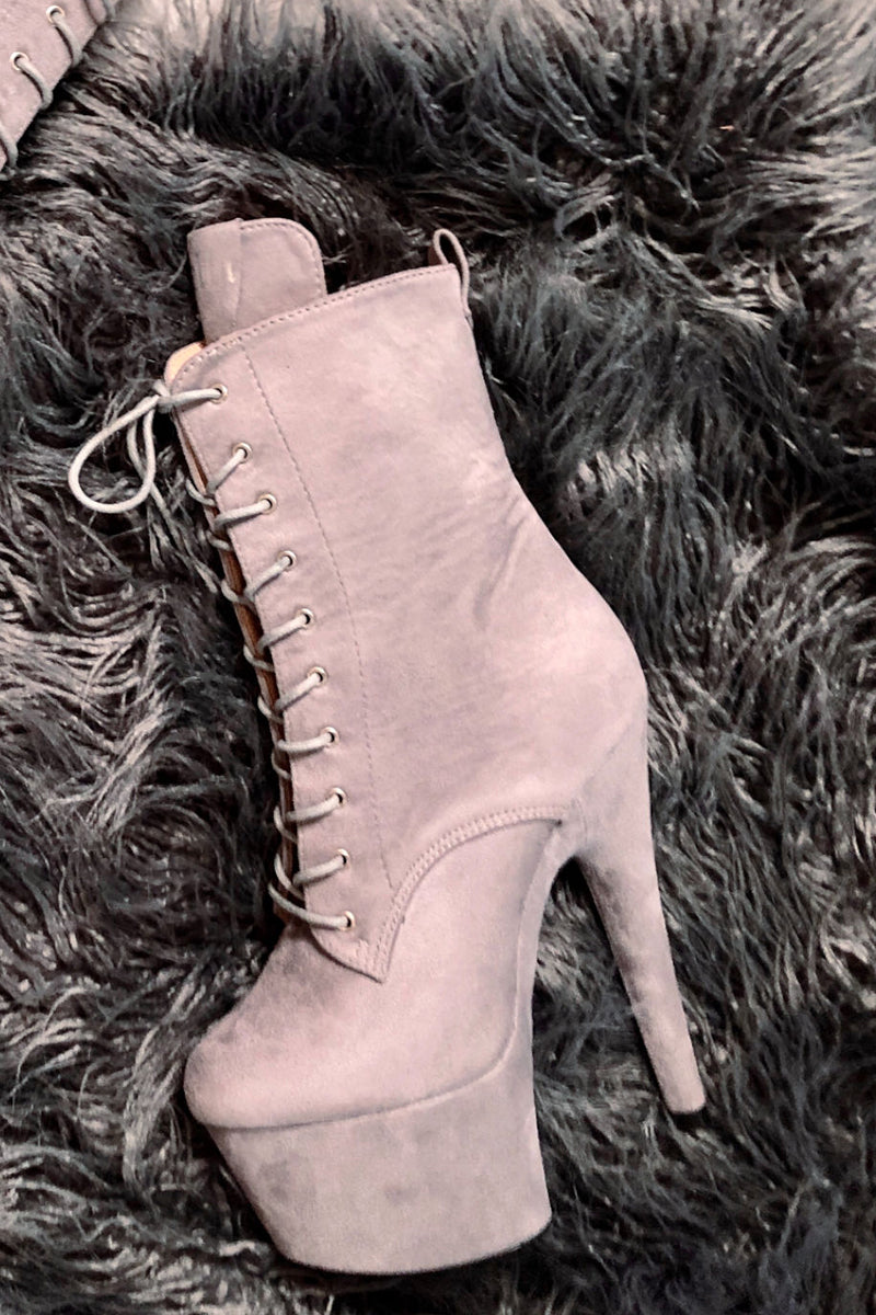 Hella Heels BabyDoll 7inch Boots - Light Grey-Hella Heels-Pole Junkie