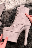 Hella Heels BabyDoll 7inch Boots - Light Grey-Hella Heels-Pole Junkie