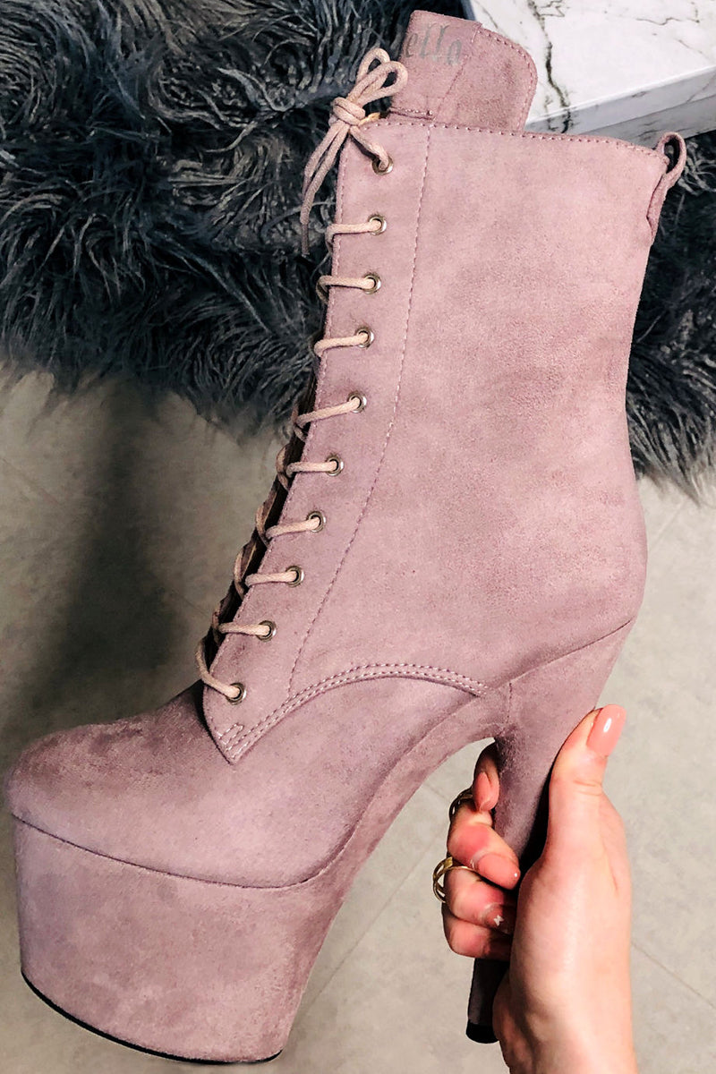 Hella Heels BabyDoll 7inch Boots - Lilac Mink-Hella Heels-Pole Junkie