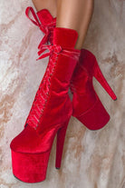 Hella Heels BabyDoll Velvet 8inch Boots - Bad Blood-Hella Heels-Pole Junkie