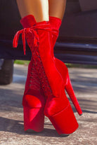 Hella Heels BabyDoll Velvet 8inch Boots - Bad Blood-Hella Heels-Pole Junkie